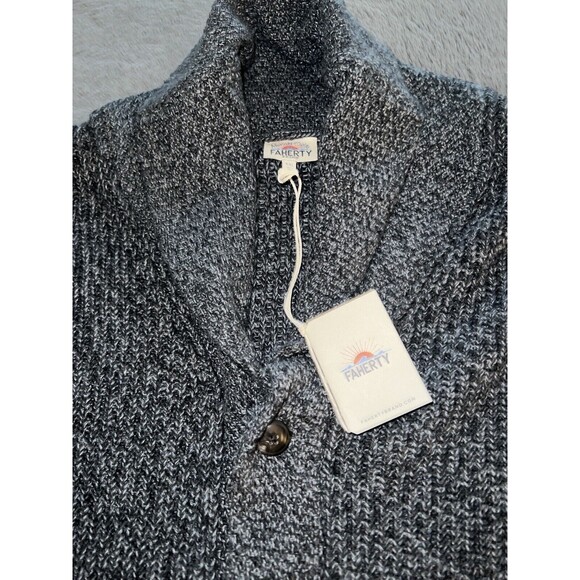 Faherty Marled Shawl Cardigan Sweater Mens Size XXL Gray Cotton Cashmere $198 - Picture 3 of 9